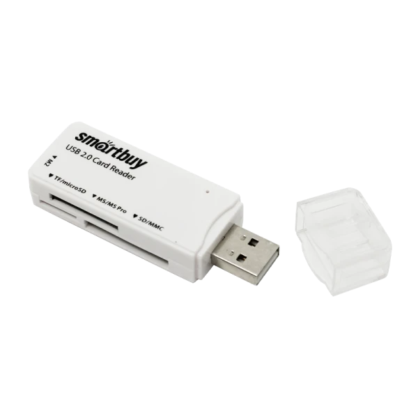 Картридер Smartbuy 749 USB2.0 SD/microSD/MS/M2 белый (1/20)