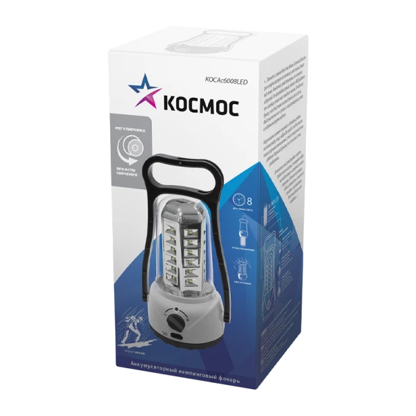 *Фонарь туристический Космос 6008 36LED от аккумулятора белый (1/8) 