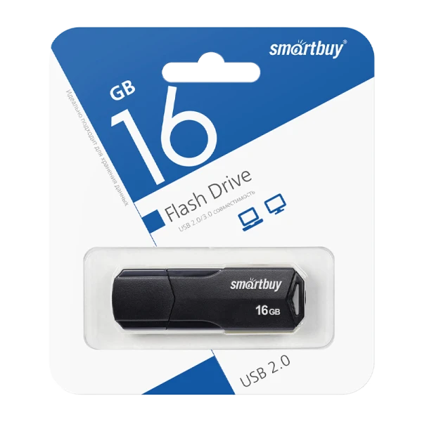 Флеш-накопитель Smartbuy Clue 16GB USB2.0 пластик черный