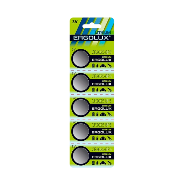 Батарейка Ergolux CR2025 BL5 Lithium 3V (5/100/2000)