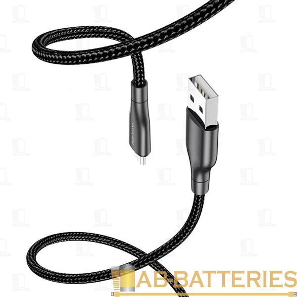 Кабель Borofone BX45 USB (m)-microUSB (m) 1.0м 2.4A нейлон черный (1/360)