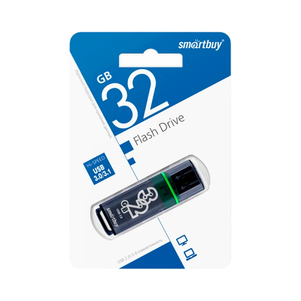 Флеш-накопитель Smartbuy Glossy 32GB USB3.0 пластик серый