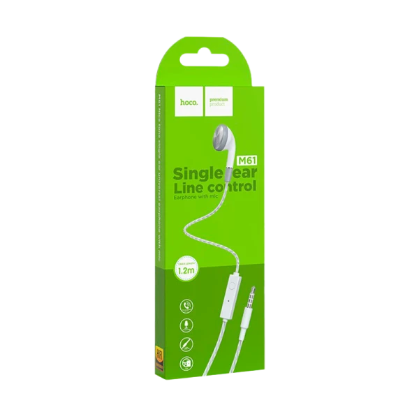 Наушники вставные HOCO M61 с микр. на одно ухо белый (1/31/310)