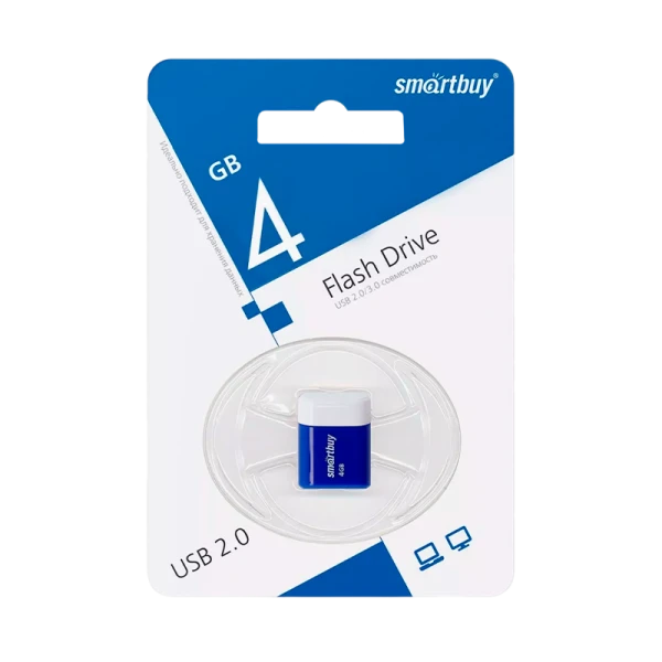 Флеш-накопитель Smartbuy Lara 4GB USB2.0 пластик синий