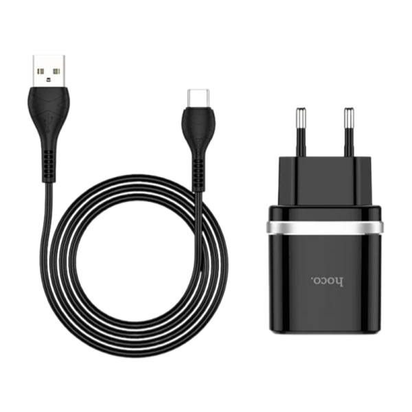 Сетевое З/У HOCO C12Q 1USB 3.0A QC3.0 с кабелем microUSB черный (1/10/100)