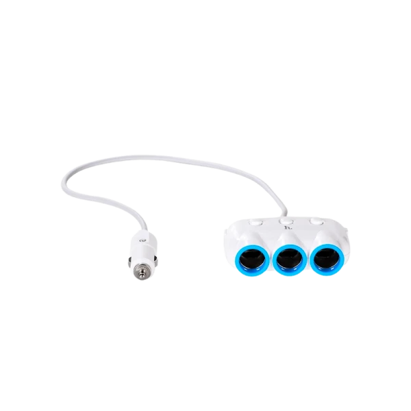 Автомобильное З/У HOCO C1 2USB 3.1A 3 прикуривателя белый (1/9/90)