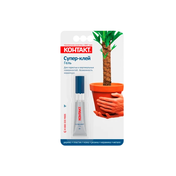 Супер-клей Контакт ГЕЛЬ 3г универсальный BOX24 шоу-бокс (24/480)