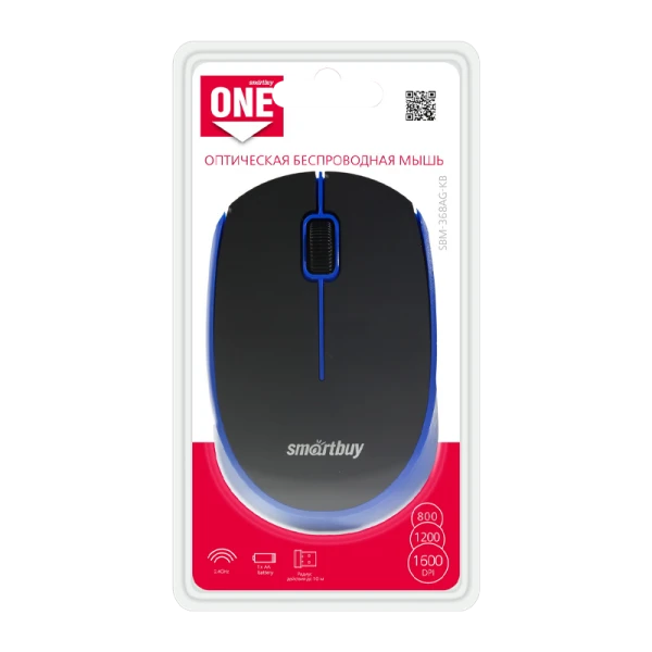 Мышь беспроводная Smartbuy 368AG ONE классическая USB черный синий (1/40)