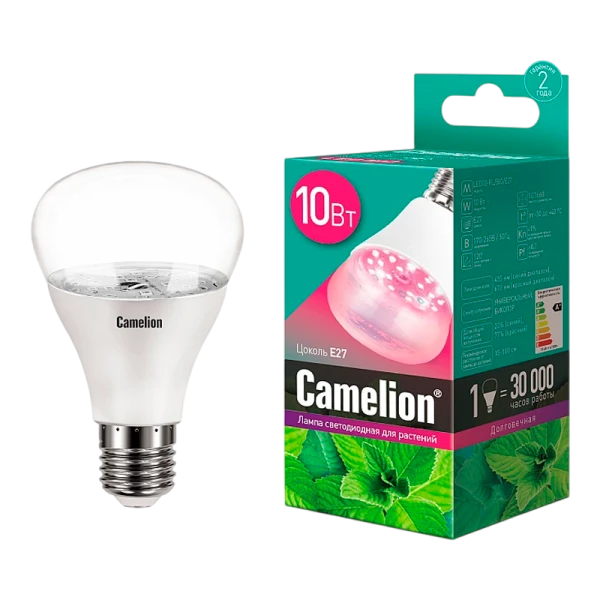 Лампа светодиодная Camelion 10W 220-240V груша ФИТО для аквариумов и растений прозрачная (1/10/100)
