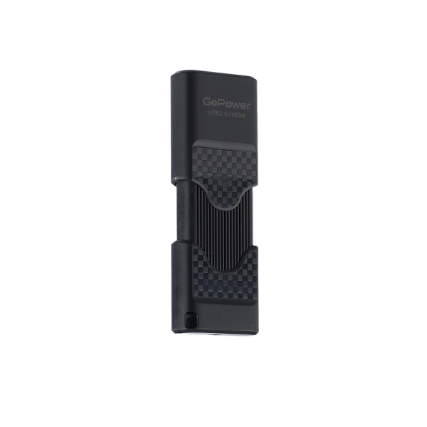 Флеш-накопитель GoPower SLIDER 16GB USB2.0 пластик черный матовый (1/50/1000)