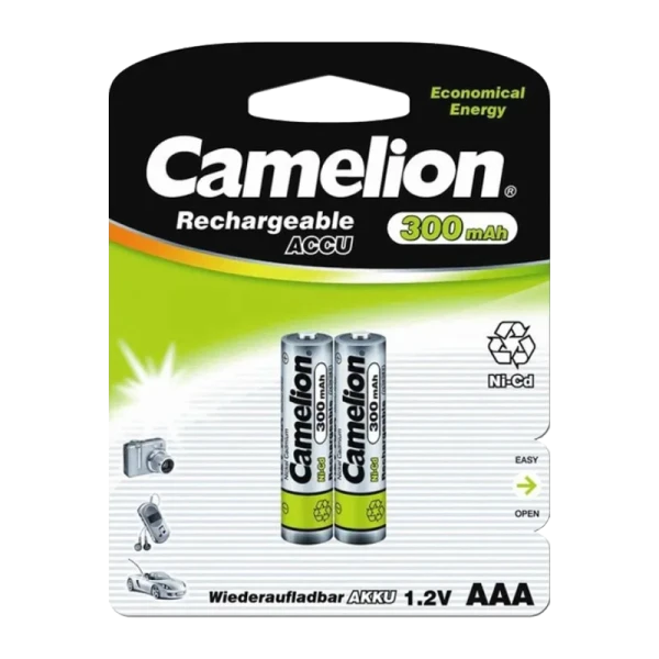 Аккумулятор бытовой Camelion HR03 AAA BL2 NI-CD 300mAh (2/24/480)
