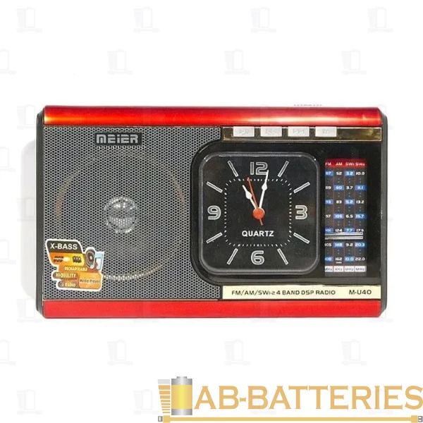 Радиоприемник Meier M-U40 пластик microSD USB/Jack3.5 красный (1/40)
