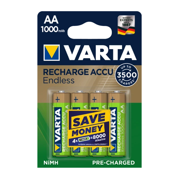 Аккумулятор бытовой Varta HR6 AA BL4 NI-MH Endless 1000mAh (4/40/400)