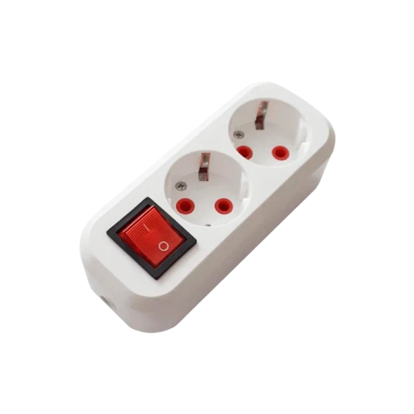 Колодка Прогресс 2р.С/З с выкл. белый (1/10/100)