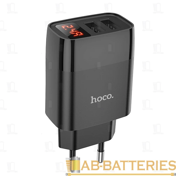 Сетевое З/У HOCO C86A 2USB 2.4A дисплей черный (1/13/130)