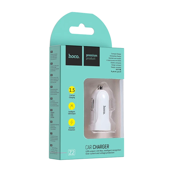 Автомобильное З/У HOCO Z2 1USB 1.5A белый (1/31/310)