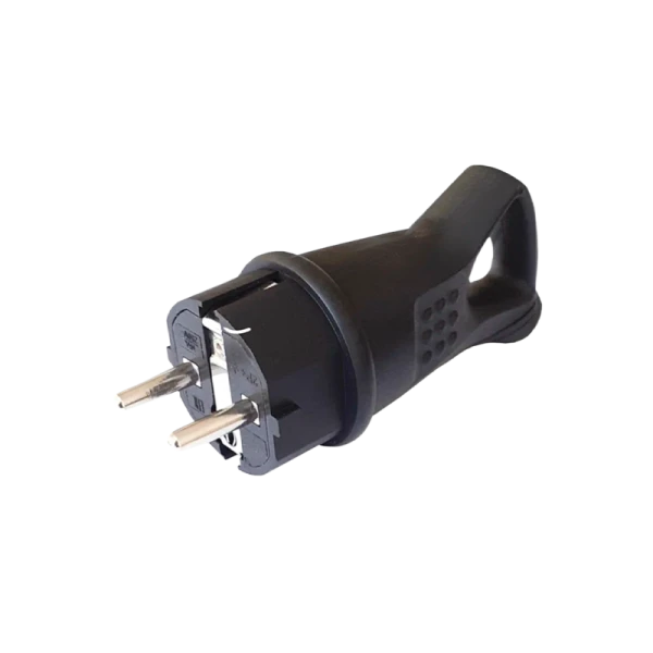 Вилка электрическая Прогресс косая с кольцом С/З черный (1/20/200)