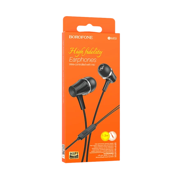 Наушники внутриканальные Borofone BM69 с микр. черный (1/76/304)