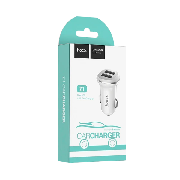 Автомобильное З/У HOCO Z1 2USB 2.1A белый (1/32/128)