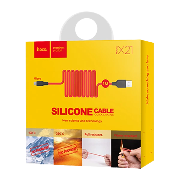 Кабель HOCO X21 USB (m)-microUSB (m) 1.0м 2.0A силикон красный черный (1/29/174)