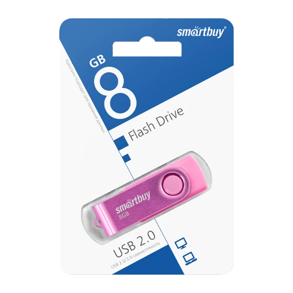 Флеш-накопитель Smartbuy Twist 8GB USB2.0 пластик розовый