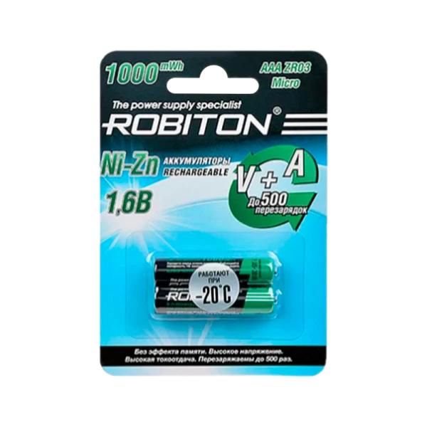 Аккумулятор ROBITON 1000NZAAA-2 Ni-Zn AAA 1000мВтч,&nbsp;&nbsp;550мАч BL2 NZ1000AAA