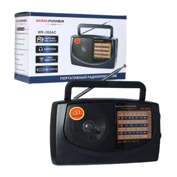 Радиоприемник MRM-Power MR-308AC пластик Jack3.5 черный (1/40)