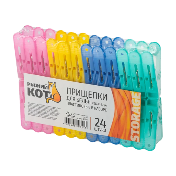 Прищепки для белья Рыжий кот PEG-P-S/24 55х25х13мм 24шт. (1/10/60)