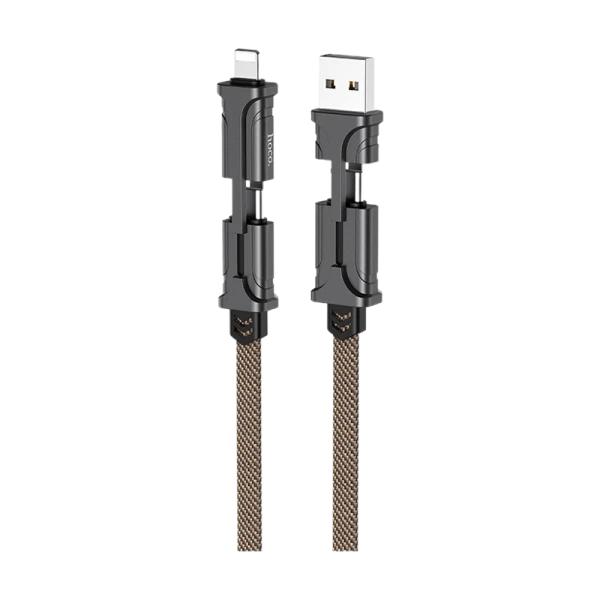 Кабель HOCO S22 USB (m)-Lightning/2xType-C 1.2м 3.0A ткань черный (1/16/160)