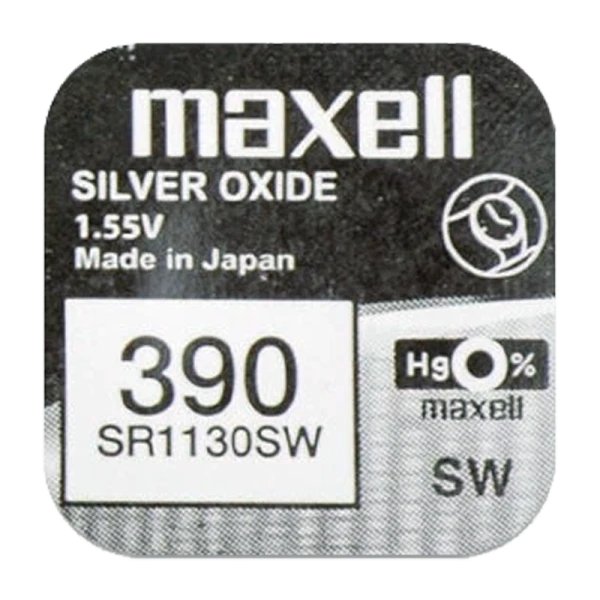 Батарейка Maxell 390 (SR1130SW) BL1 Silver Oxide 1.55V 0%Hg (1/10/100)