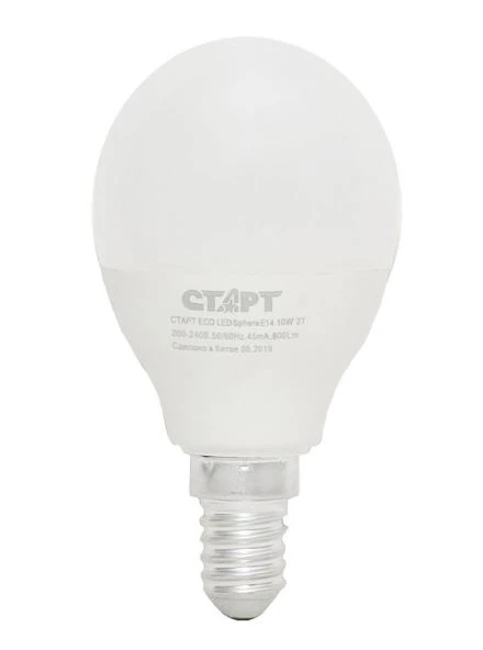 Лампа светодиодная Старт G47 E14 10W 2700К 220V шар Eco матовая (1/10/100)
