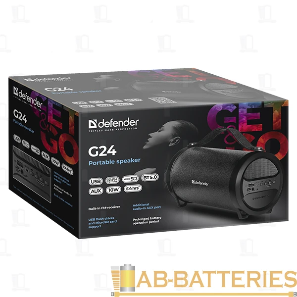 Портативная колонка Defender G24 bluetooth 5.0 microSD черный (1/8)