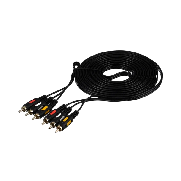 Кабель GoPower 3xRCA (m)-3xRCA (m) 3.0м ПВХ черный Premium Zip-Lock c подвесом (1/100)