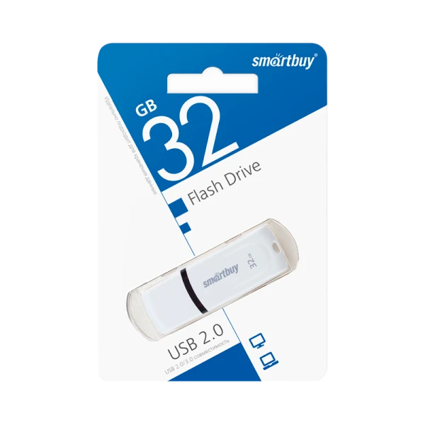 Флеш-накопитель Smartbuy Paean 32GB USB2.0 пластик белый