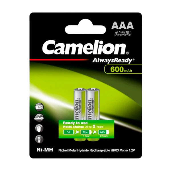 Аккумулятор предзаряженный RTU Camelion HR03 AAA BL2 NI-MH Always Ready 600mAh (2/24/480)