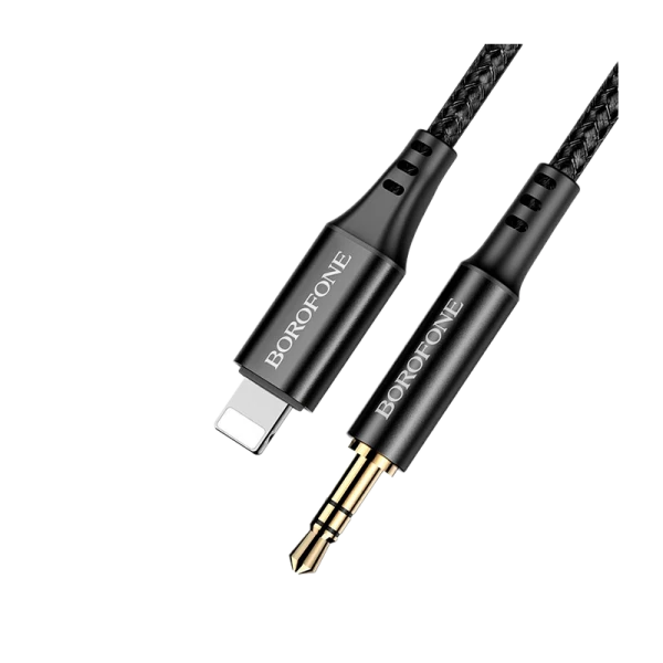 Кабель AUX Borofone BL18 Jack 3.5mm (m)-Lightning (m) 1.0м силикон черный (1/63/252)