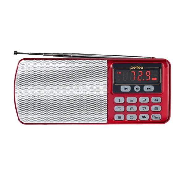 Радиоприемник Perfeo ЕГЕРЬ 3W пластик microSD USB/Jack3.5 красный (1/10)