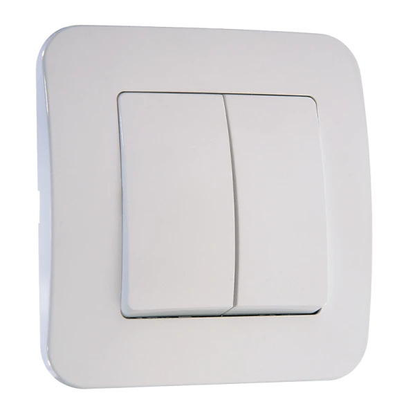 Выключатель Makel Lillium Natural 2-клав.10A пластик белый 55003 (1/12)