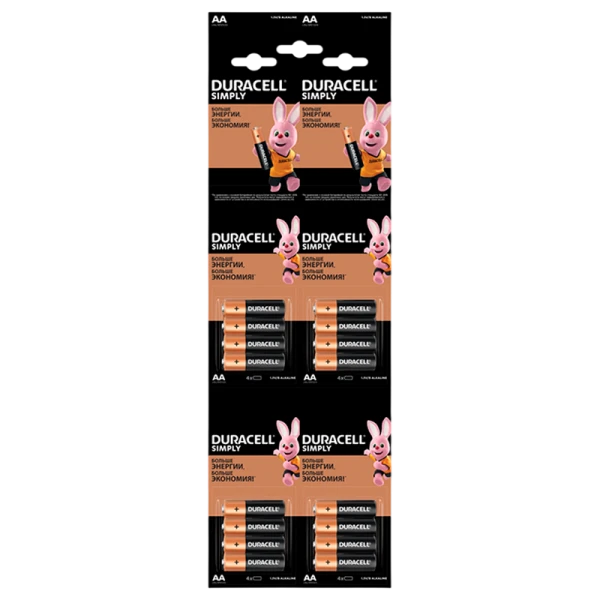 Батарейка Duracell Basic (Simply) LR6 AA BL16 (4*4) Alkaline 1.5V отрывные (16/208/27456)