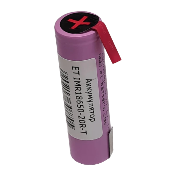 Аккумулятор ET IMR18650-20R-T, 20/35А, Li-Ion высокая токоотдача, 2000мАч с выводом