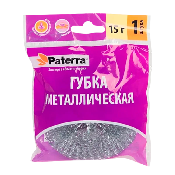 Губка металлическая PATERRA 15 г (1/100)