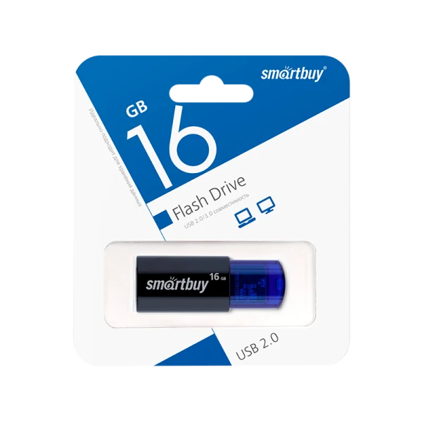 Флеш-накопитель Smartbuy Click 16GB USB2.0 пластик синий
