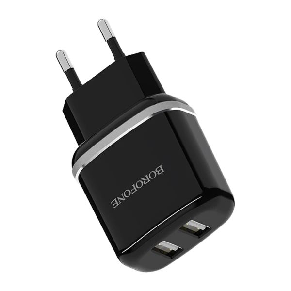Сетевое З/У Borofone BA25A 2USB 2.1A черный (1/65/260)