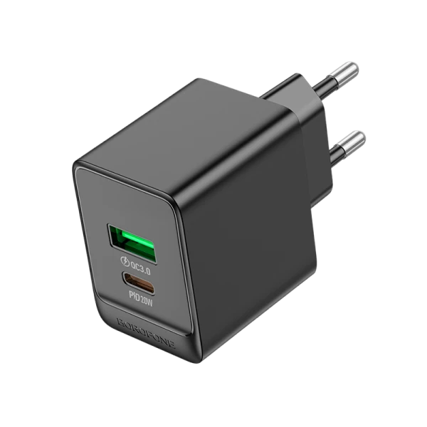 Сетевое З/У Borofone BAS14A 1USB/Type-C 3.0A 20W черный (1/64/256)