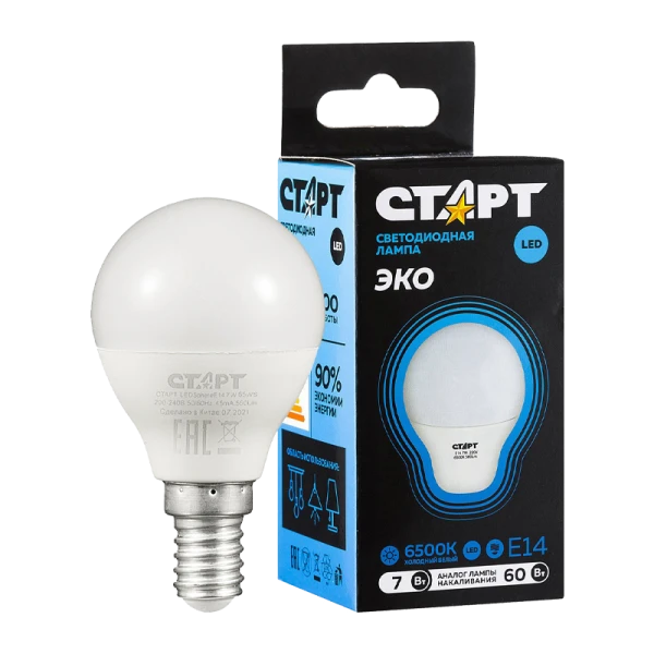 Лампа светодиодная Старт Sphere E14 7W 6500К 220V шар Black матовая (1/10/100)