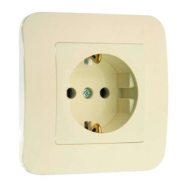 Розетка Makel Lillium 1гн. 16A С/З кремовый 70228 (1/12)