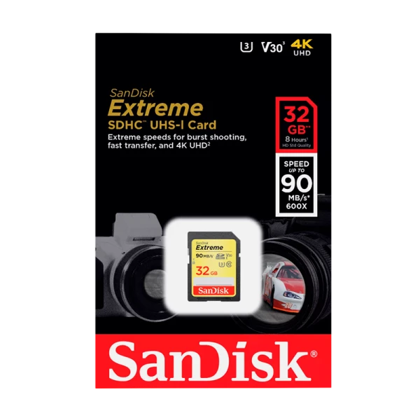 Карта памяти SD SanDisk EXTREME 32GB Class10 UHS-I (U3) 90 МБ/сек V30