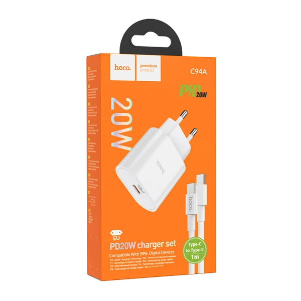 Сетевое З/У HOCO C94A Type-C 20W белый (1/13/130)