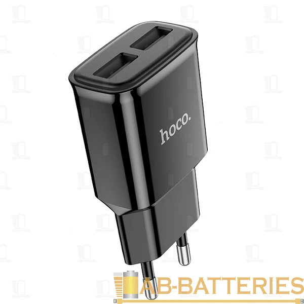 Сетевое З/У HOCO C88A 2USB 2.4A с кабелем Lightning черный (1/12/120)
