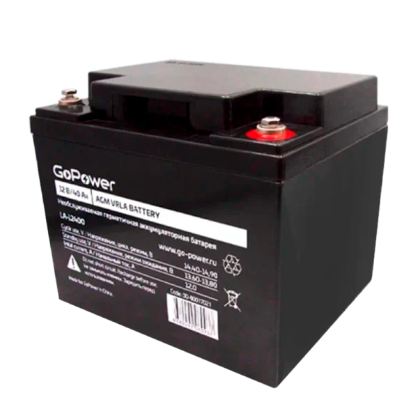 Аккумулятор свинцово-кислотный GoPower LA-12400 12V 40Ah клеммы под болт M6
